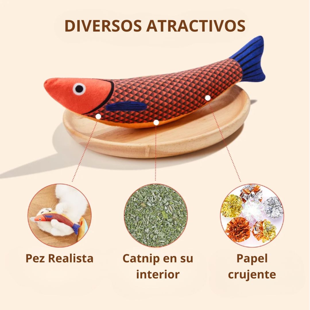 Pack 3 Peces Peluche Juguete Con Catnip Para Gato 24 Cm
